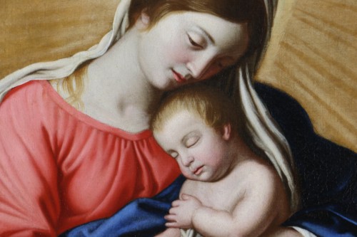 Giovanni Battista Salvi Sassoferrato (1609  - 1685) et atelier  - Vierge à l’enfant - Tableaux et dessins Style Louis XIII