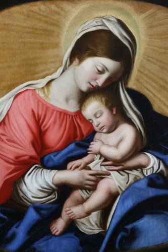 Tableaux et dessins Tableaux XVIIe siècle - Giovanni Battista Salvi Sassoferrato (1609  - 1685) et atelier  - Vierge à l’enfant