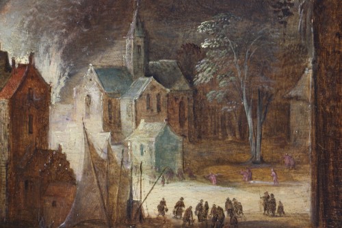 Night fire scene - Frans de Momper (1603; 1660)  workshop - 