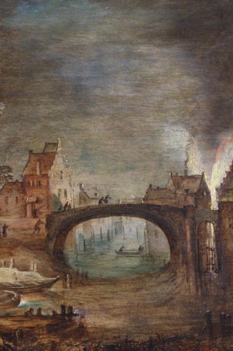 Louis XIII - Night fire scene - Frans de Momper (1603; 1660)  workshop