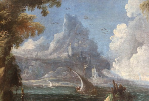 Marine in a landscape of ancient ruins around 1700 - Attributed o Leonardo Coccorante (1680; 1750) - Louis XIV