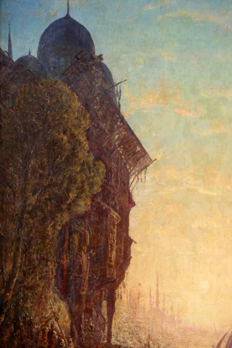 XIXe siècle - Coucher de soleil sur les bords du Bosphore - Louis Lottier