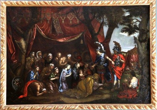 Ecole napolitaine du XVIIè d’après Charles Lebrun, La famille de Darius devant Alexandre - Tableaux et dessins Style Louis XIV