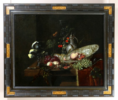 Antiquités - Riche Nature morte sur un entablement - Juriaen van Streeck (1632 - 1687) Siècle d’or hollandais