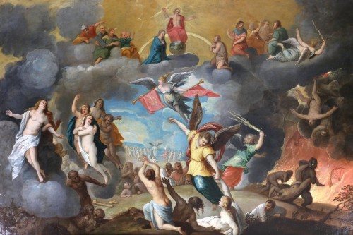 Le jugement dernier - Frans Francken le Jeune (1581-1642) et atelier, monogrammé - Tableaux et dessins Style Louis XIII