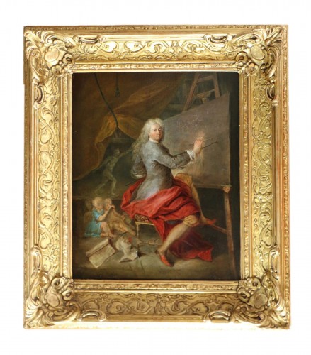 Portrait of a painter in his studio - Attributed to Robert Levrac de Tounières (1667- 1752) 