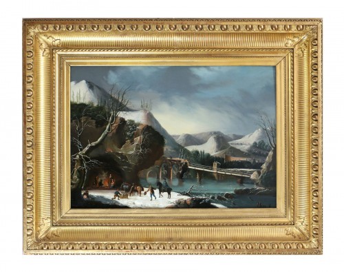 Animated winter landscape - French school, late 18th century attributed to César Van Loo (1743-1821)