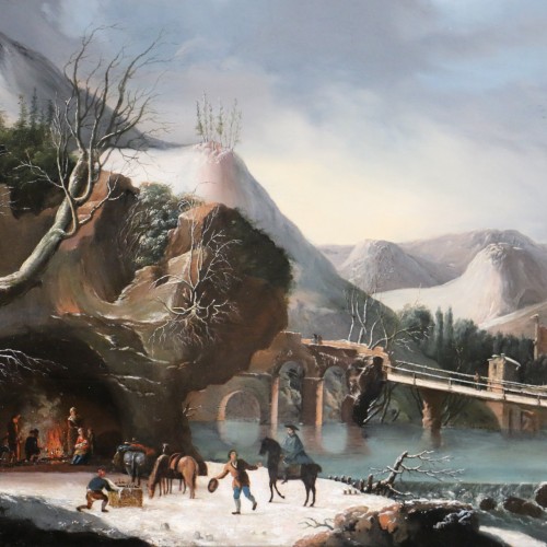 Louis XVI - Paysage hivernal - Ecole française fin du XVIIIè siècle attribuée à César Van Loo (1743-1821)