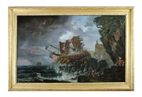 Large scene of sinking attributed to Alexandre Jean Noel (1752, 1834) 