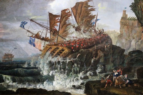 Tableaux et dessins Tableaux XVIIIe siècle - Grande scène de naufrage vers 1800 attribué à Alexandre Jean Noel (1752, 1834) 