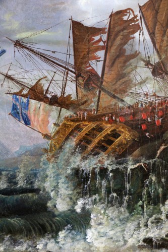 XVIIIe siècle - Grande scène de naufrage vers 1800 attribué à Alexandre Jean Noel (1752, 1834) 