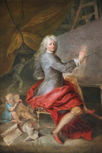 Tableaux et dessins Tableaux XVIIIe siècle - Portrait présumé du peintre Antoine Coypel dans son atelier vers 1700