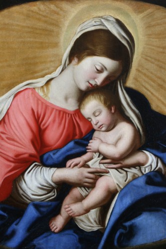 XVIIe siècle - Vierge à l’enfant. - Giovanni Battista Salvi Sassoferrato (1609 - 1685) et atelier