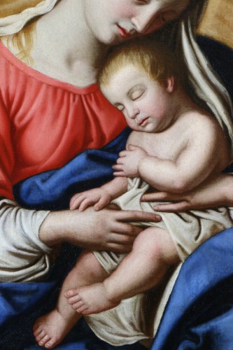 Vierge à l’enfant. - Giovanni Battista Salvi Sassoferrato (1609 - 1685) et atelier - Louis XIII