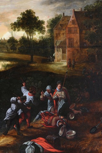 Antiquités - Ecole flamande du début du 17e siècle, La révolte des villageois