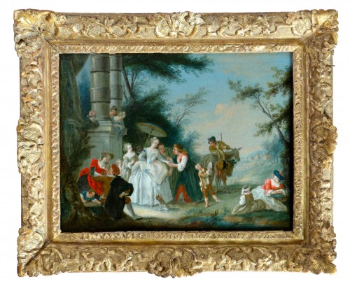 Nicolas Lancret (1690-1743) et atelier - Scène dans un parc, la diseuse de bonne aventu