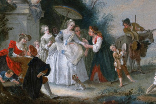 Nicolas Lancret (1690-1743) and workshop - Scene in a park, the fortune telle - 