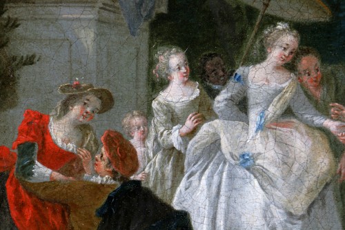 Nicolas Lancret (1690-1743) et atelier - Scène dans un parc, la diseuse de bonne aventu - Louis XV