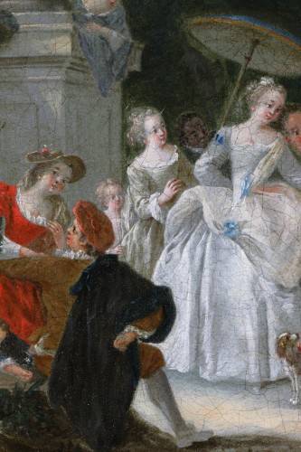 Louis XV - Nicolas Lancret (1690-1743) et atelier - Scène dans un parc, la diseuse de bonne aventu