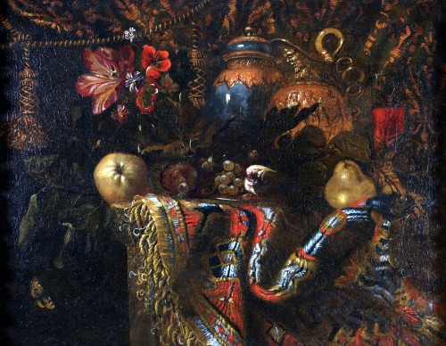 xStill life with carpet, ewer, attributed to Francesco Maltese (1611-1660) - Paintings & Drawings Style Louis XIII