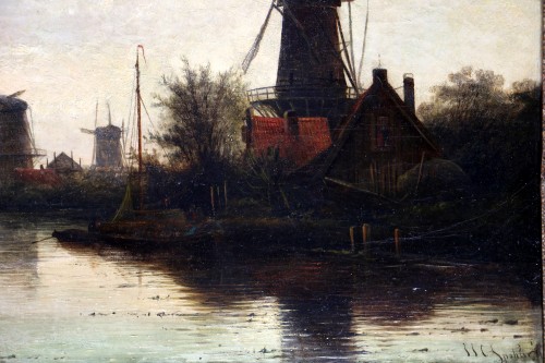 Tableaux et dessins Tableaux XIXe siècle - Jacob Jan Coenraad Spöhler (1837, 1923). Paysage hollandais