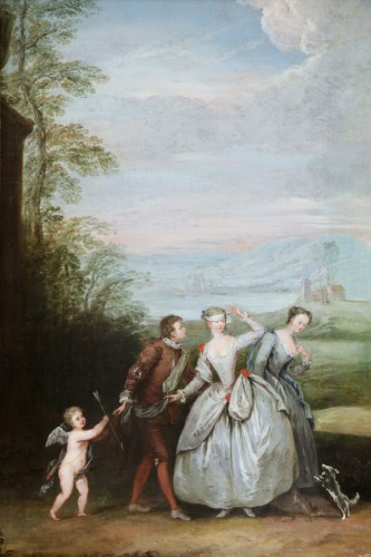 Gallant scene - Attributed to Philippe Mercier (1689-1760) - Paintings & Drawings Style Louis XV
