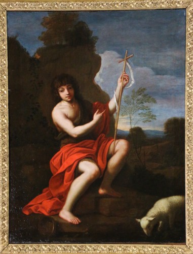 Atelier de Nicolas Mignard (1606-1668). Saint Jean-Baptiste dans le désert - Tableaux et dessins Style Louis XIII