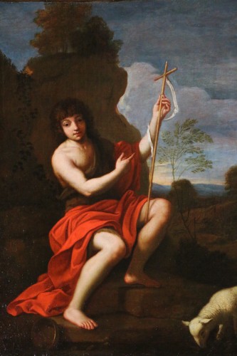 Tableaux et dessins Tableaux XVIIe siècle - Atelier de Nicolas Mignard (1606-1668). Saint Jean-Baptiste dans le désert