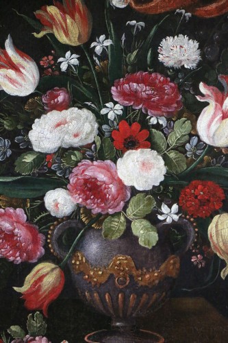 Tableaux et dessins Tableaux XVIIe siècle - Andries Daniels (1580 – 1640) et atelier - Riche bouquet de fleurs dans un vase