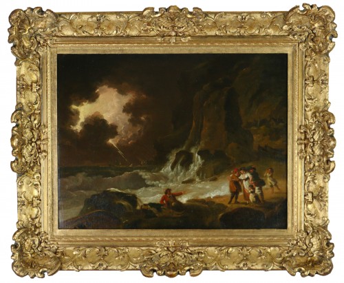Ecole anglaise vers 1790 - Scène de tempête et de naufrage sur l’île de Wight