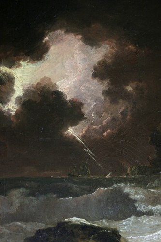 English school circa 1790 - Storm and shipwreck scene on the Isle of Wight - 