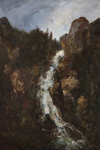 Tableaux et dessins Tableaux XIXe siècle - Ecole française vers 1870, paysage de cascade