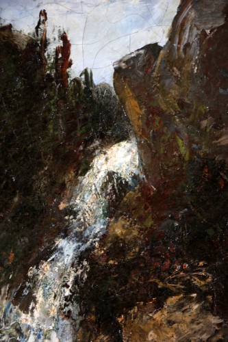 Ecole française vers 1870, paysage de cascade - Napoléon III