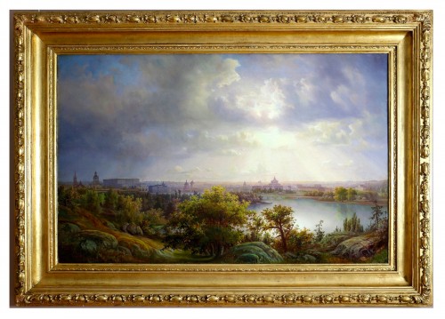 Grande vue panoramique de Stockholm et de ses environs, école Suédoise du 19è siècle
