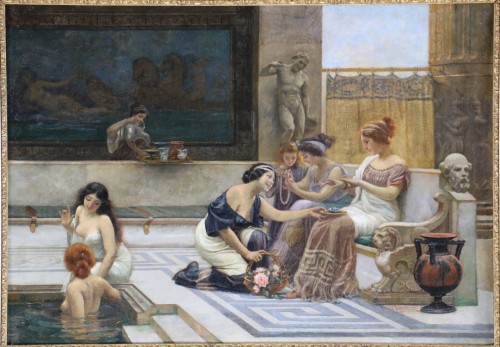 Emilio Vasarri (1826 -1928) - Pompéi, un après-midi aux thermes. - Tableaux et dessins Style Napoléon III