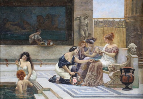 Tableaux et dessins Tableaux XIXe siècle - Emilio Vasarri (1826 -1928) - Pompéi, un après-midi aux thermes.