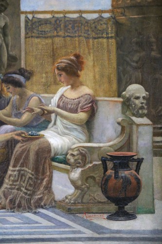 XIXe siècle - Emilio Vasarri (1826 -1928) - Pompéi, un après-midi aux thermes.