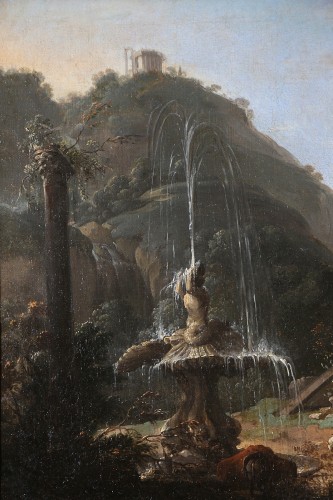  Paysage animé et capriccio à Tivoli, Ecole romaine du 18è siècle - Galerie PhC