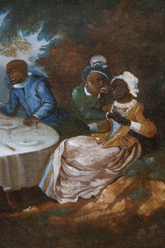 Antiquités - Singerie, le déjeuner champêtre vers 1730/40, attribué à Christophe Huet (1700-1759) 