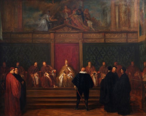 Joseph-nicolas Robert-fleury (1797-1890) Le Doge Grimani reçoit l'Ambassadeur - Tableaux et dessins Style Napoléon III