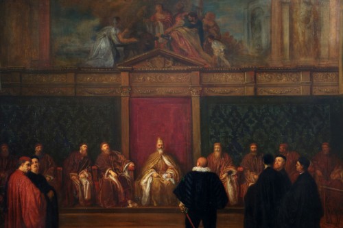 Tableaux et dessins Tableaux XIXe siècle - Joseph-nicolas Robert-fleury (1797-1890) Le Doge Grimani reçoit l'Ambassadeur