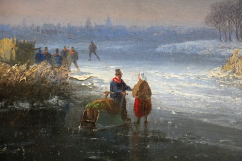 Tableaux et dessins Tableaux XIXe siècle - Kimmel, Cornelis (1804 – 1877) - Scène hivernale aux Pays-Bas.