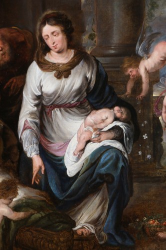 Le repos de la sainte famille, attribué à Jan van den Hoecke (1611 – 1651) - Galerie PhC