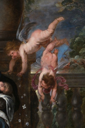 XVIIe siècle - Le repos de la sainte famille, attribué à Jan van den Hoecke (1611 – 1651)