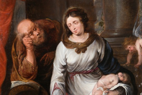 Le repos de la sainte famille, attribué à Jan van den Hoecke (1611 – 1651) - Louis XIII