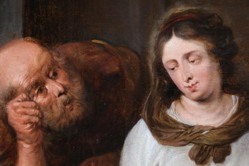 Antiquités - Le repos de la sainte famille, attribué à Jan van den Hoecke (1611 – 1651)