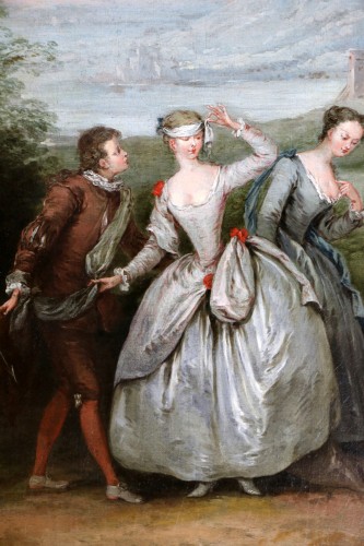 Tableaux et dessins Tableaux XVIIIe siècle - Scène Galante, attribué à Philippe Mercier (1689-1760) Ecole d’Antoine Watteau