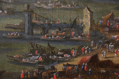 Scène portuaire animée, attribué à Peter II Casteel (1650 ; 1701) - Louis XIV