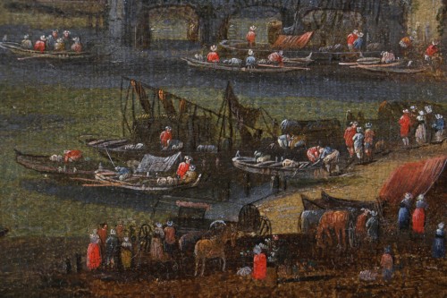 Antiquités - Scène portuaire animée, attribué à Peter II Casteel (1650 ; 1701)