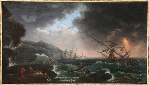 Joseph Vernet (1714-1789) and workshop, Marine,  large shipwreck scene   - Paintings & Drawings Style Louis XV